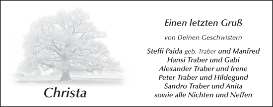 Traueranzeige von Christa Ickler von FZ