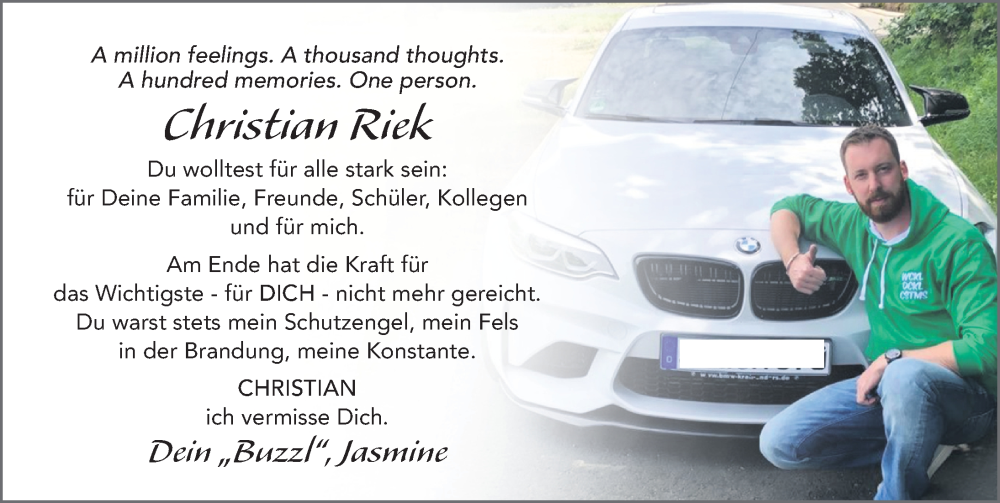  Traueranzeige für Christian Riek vom 23.02.2023 aus FZ