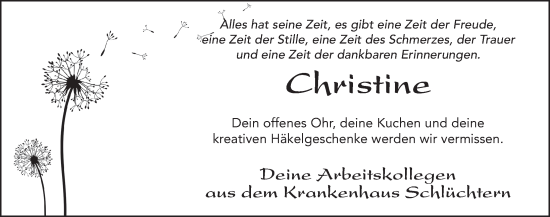 Traueranzeige von Christine Joch von FZ