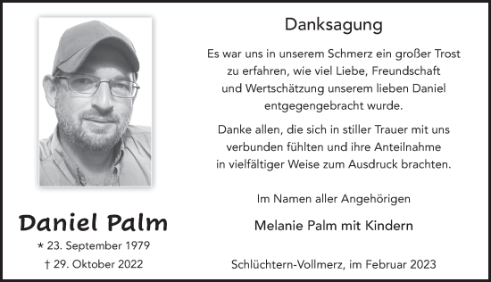 Traueranzeige von Daniel Palm von FZ