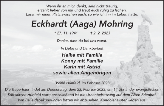 Traueranzeige von Eckhardt Moring von FZ
