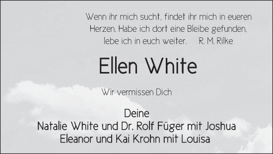 Traueranzeige von Ellen White von FZ