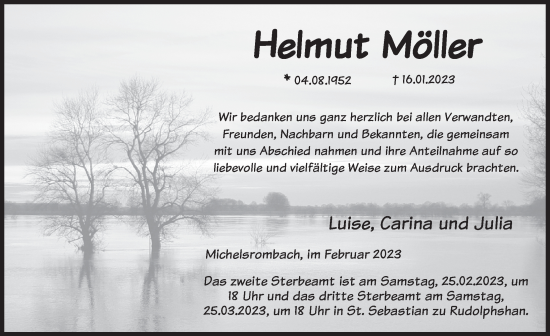 Traueranzeige von Helmut Möller von FZ