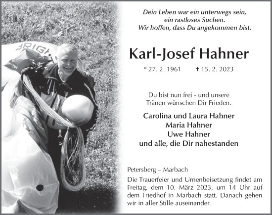 Traueranzeige von Karl-Josef Hahner von FZ