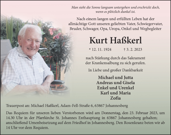 Traueranzeige von Kurt Haßkerl von FZ