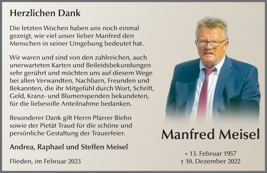 Traueranzeige von Manfred Meisel von FZ