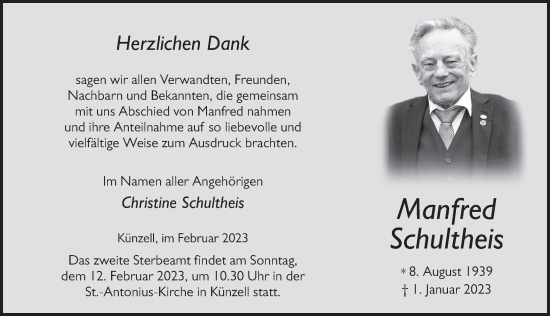 Traueranzeige von Manfred Schultheis von FZ