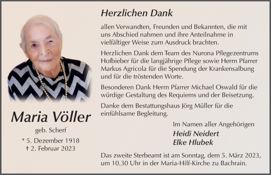 Traueranzeige von Maria Völler von FZ