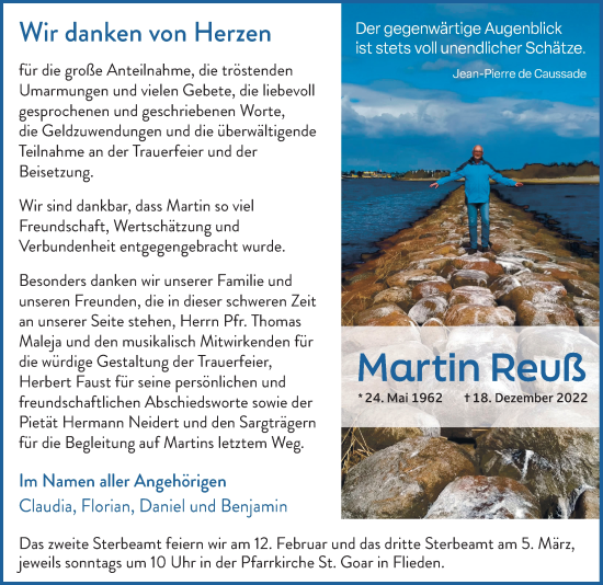 Traueranzeige von Martin Reuß von FZ