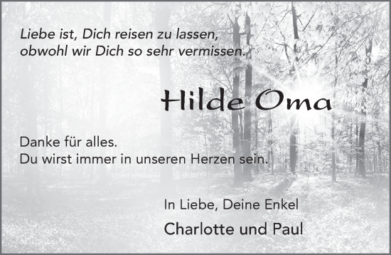 Traueranzeige von Reinhilde Hofmann von FZ