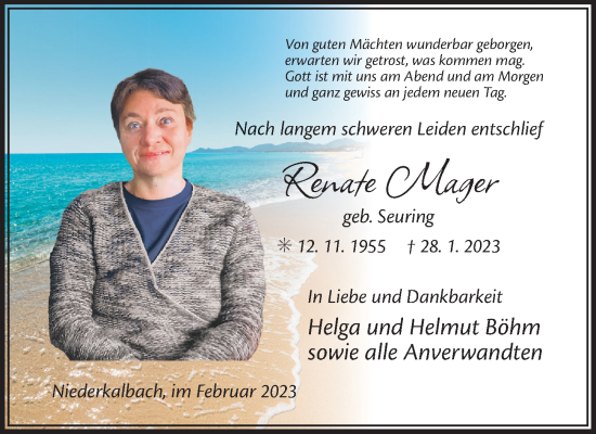 Traueranzeige von Renate Mager von FZ