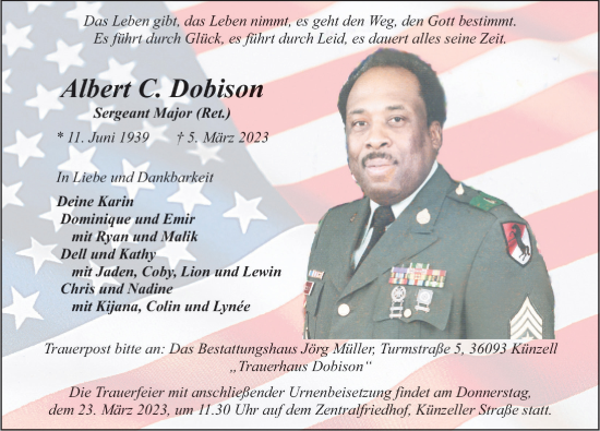 Traueranzeige von Albert C. Dobison von FZ