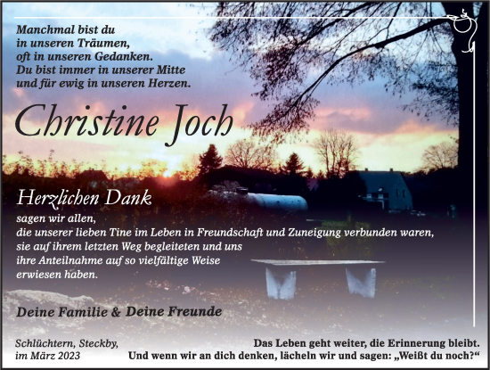 Traueranzeige von Christine Joch von FZ
