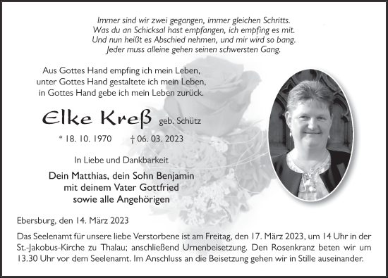 Traueranzeige von Elke Kreß von FZ