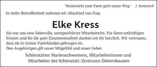 Traueranzeige von Elke Kreß von FZ