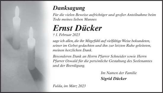 Traueranzeige von Ernst Dücker von FZ