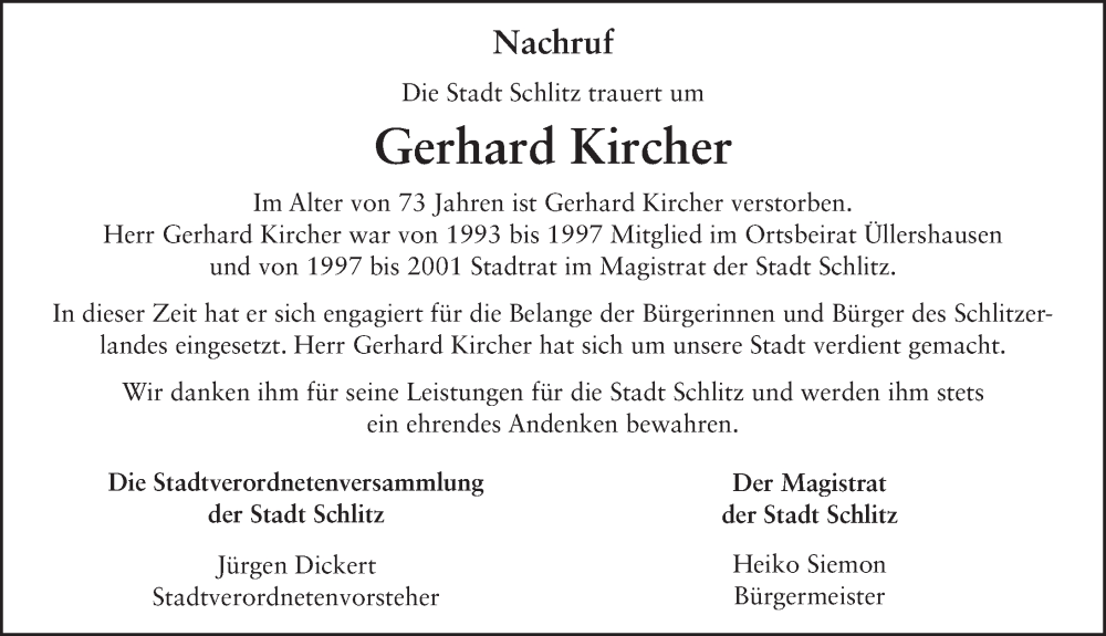 Traueranzeige für Gerhard Kircher vom 02.03.2023 aus FZ