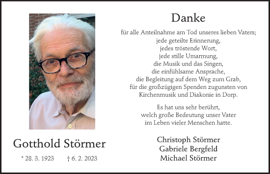 Traueranzeige von Gotthold Störmer von FZ