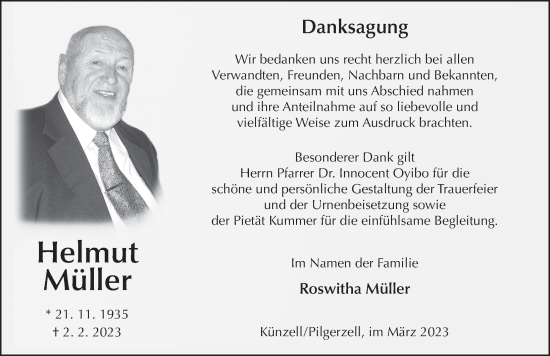 Traueranzeige von Helmut Müller von FZ