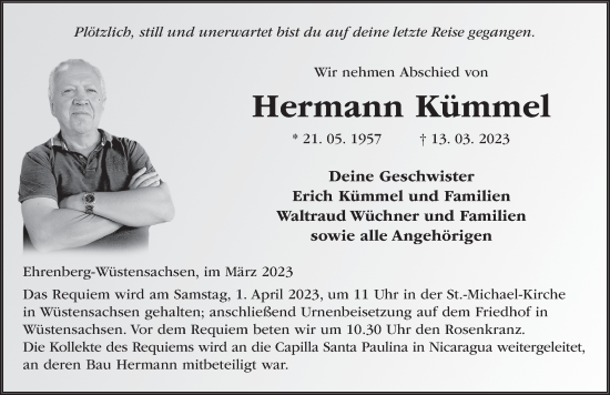 Traueranzeige von Hermann Kümmel von FZ
