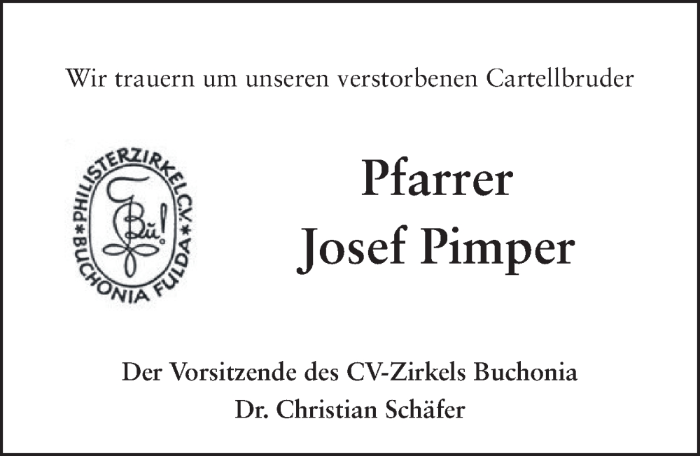  Traueranzeige für Josef Pimper vom 07.03.2023 aus FZ
