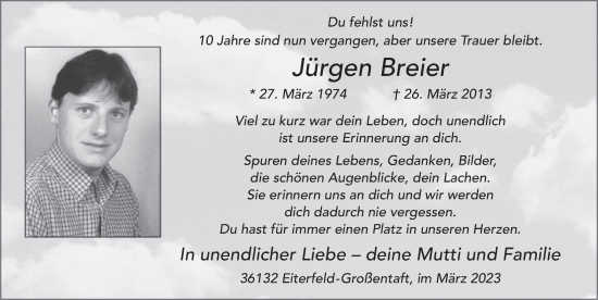 Traueranzeige von Jürgen Breier von FZ