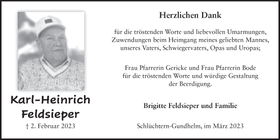 Traueranzeige von Karl-Heinrich Feldsieper von FZ