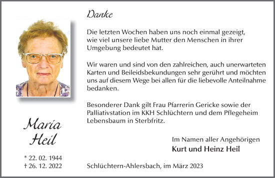 Traueranzeige von Maria Heil von FZ