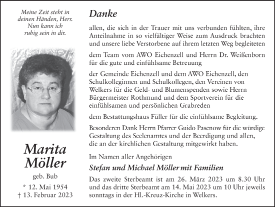 Traueranzeige von Marita Möller von FZ