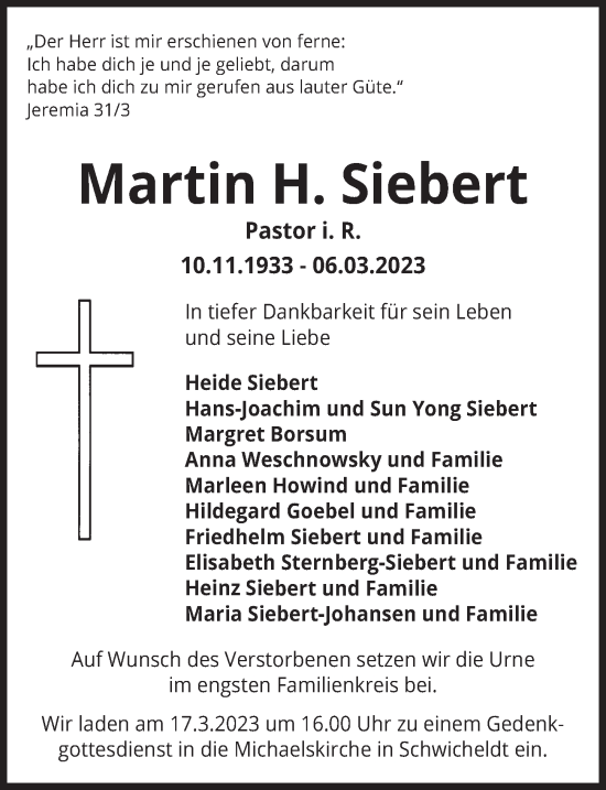 Traueranzeige von Martin Siebert von FZ