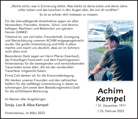 Traueranzeige von Achim Kempel von FZ