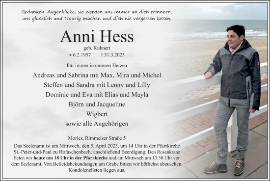 Traueranzeige von Anni Hess von FZ