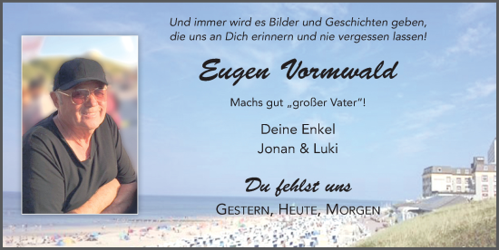 Traueranzeige von Eugen Vormwald von FZ