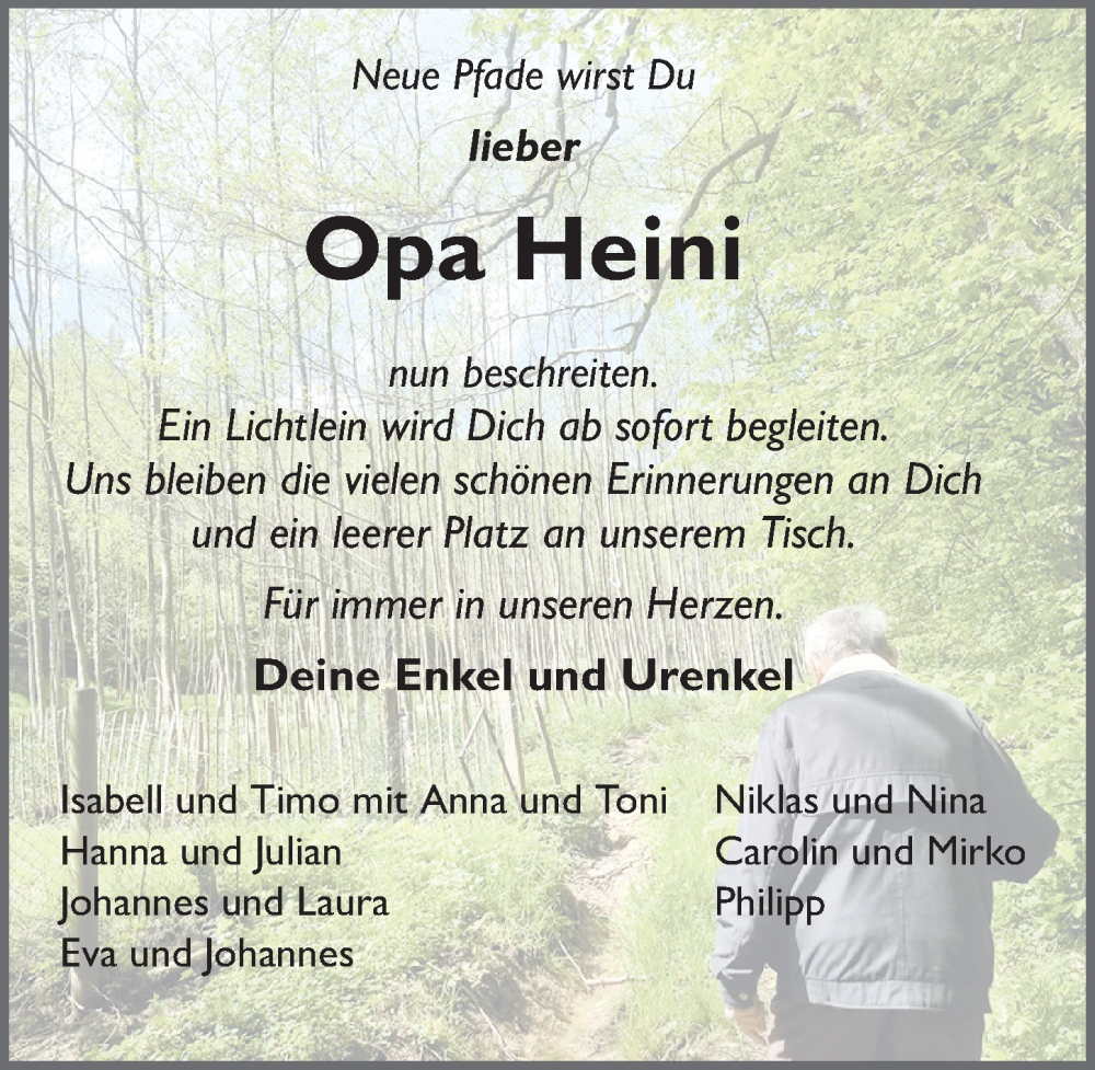  Traueranzeige für Heinrich Ochs vom 01.04.2023 aus FZ