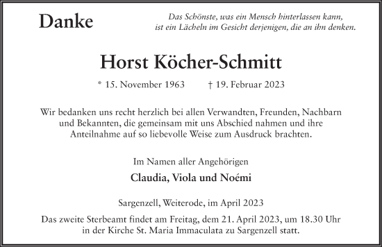 Traueranzeige von Horst Köcher-Schmitt von FZ