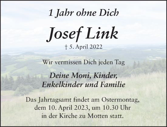 Traueranzeige von Josef Link von FZ