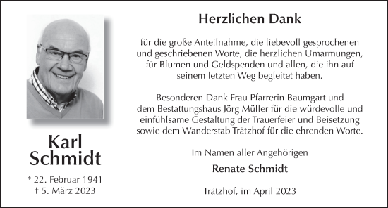 Traueranzeige von Karl Schmidt von FZ