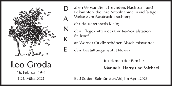 Traueranzeige von Leo Groda von FZ