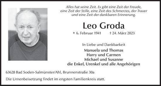 Traueranzeige von Leo Groda von FZ
