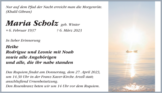 Traueranzeige von Maria Scholz von FZ