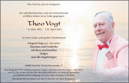 Traueranzeige von Theo Vogt von FZ