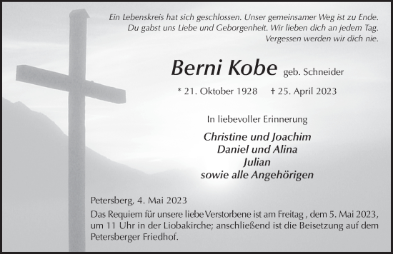 Traueranzeige von Bernadette Kobe von FZ
