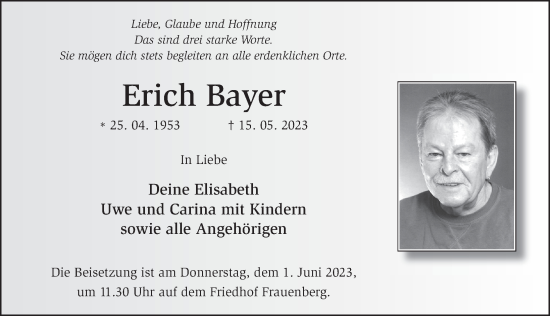 Traueranzeige von Erich Bayer von FZ