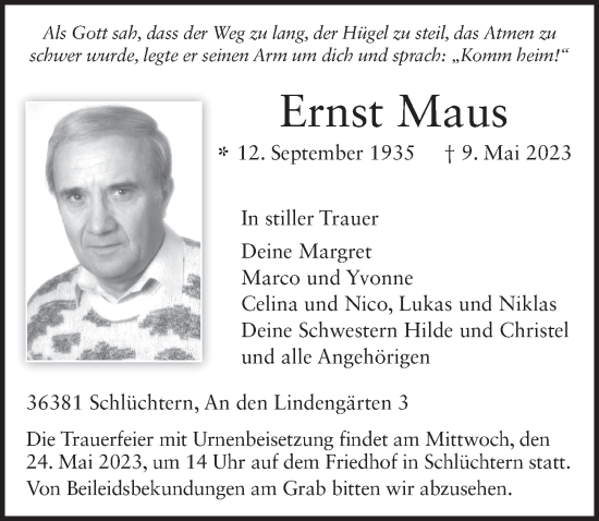Traueranzeige von Ernst Maus von FZ
