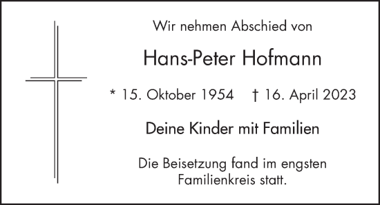 Traueranzeige von Hans-Peter Hofmann von FZ