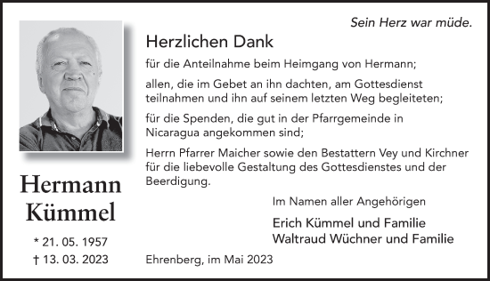Traueranzeige von Hermann Kümmel von FZ