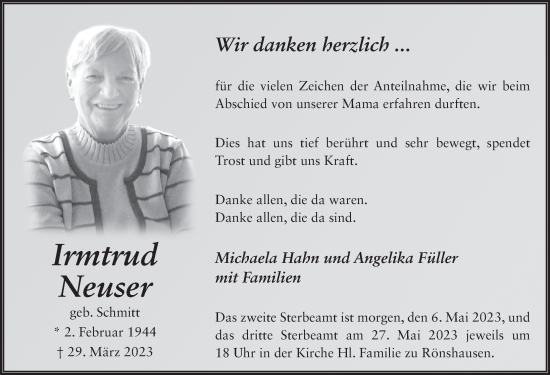 Traueranzeige von Irmtrud Neuser von FZ