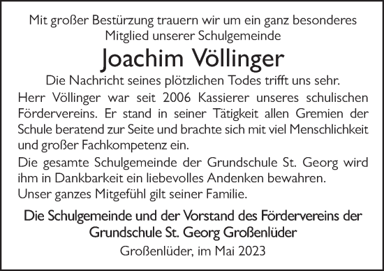 Traueranzeige von Joachim Völlinger von FZ