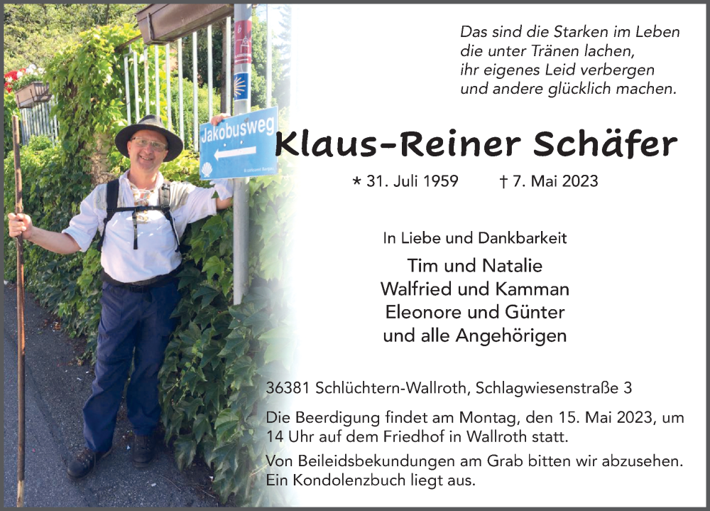  Traueranzeige für Klaus-Reiner Schäfer vom 13.05.2023 aus FZ