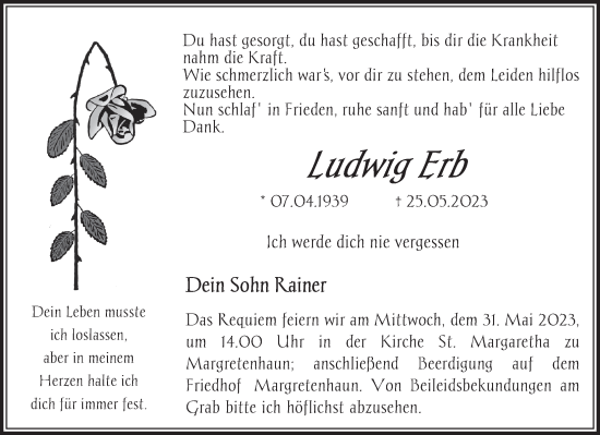 Traueranzeige von Ludwig Erb von FZ